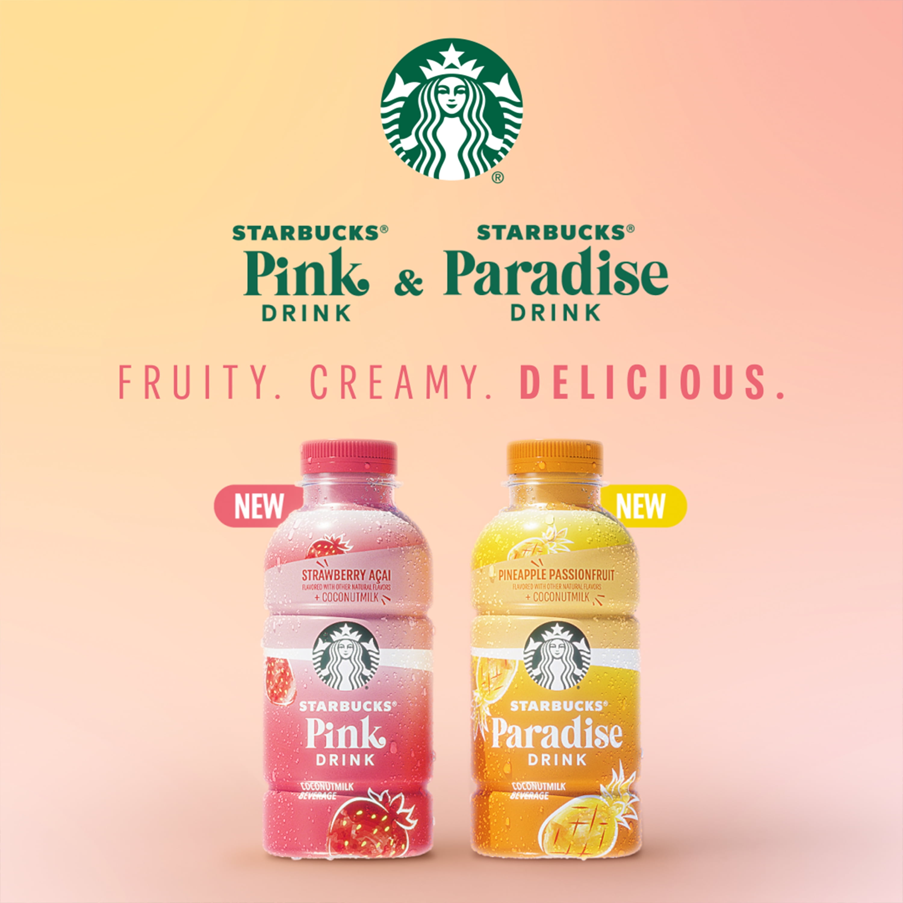 Starbucks Pink Drink, Strawberry Acai with Coconut Milk Beverage, 14 fl oz Bottles, 12 Pack, Ready To Drink