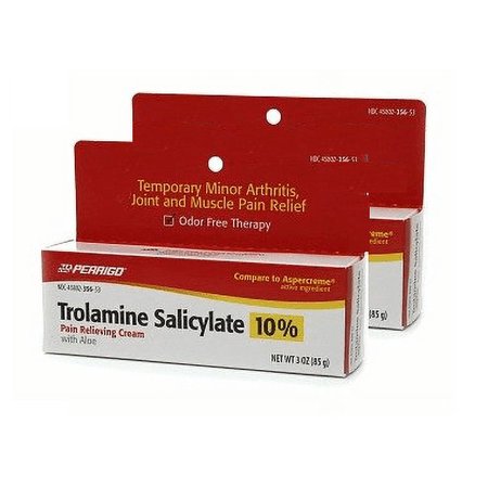 Perrigo Trolamine Salicylate 10% Pain Relieving Cream with Aloe, 3 oz pack of 2