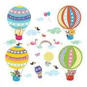 DECOWALL DS-8020 Hot Air Balloon Animals Kids Wall Stickers Wall Decals Peel and Stick Removable Wall Stickers for Kids Nursery Bedroom Living Room (Small)