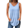 thumbnail image 3 of SROBPTY Womens Casual ‌Tunic, Tank Tops for Women, Women's V Neck Print Curved Hem Sleeveless Casual Tank Top Light Blue,S, 3 of 5