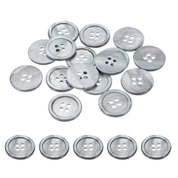 Uxcell 10 Pcs 20mm Mother of Pearl Buttons, 4 Holes MOP Natural Pearl Shell Buttons for Sewing Clothes Coat Suits Shirt DIY Craft Decoration, Gray