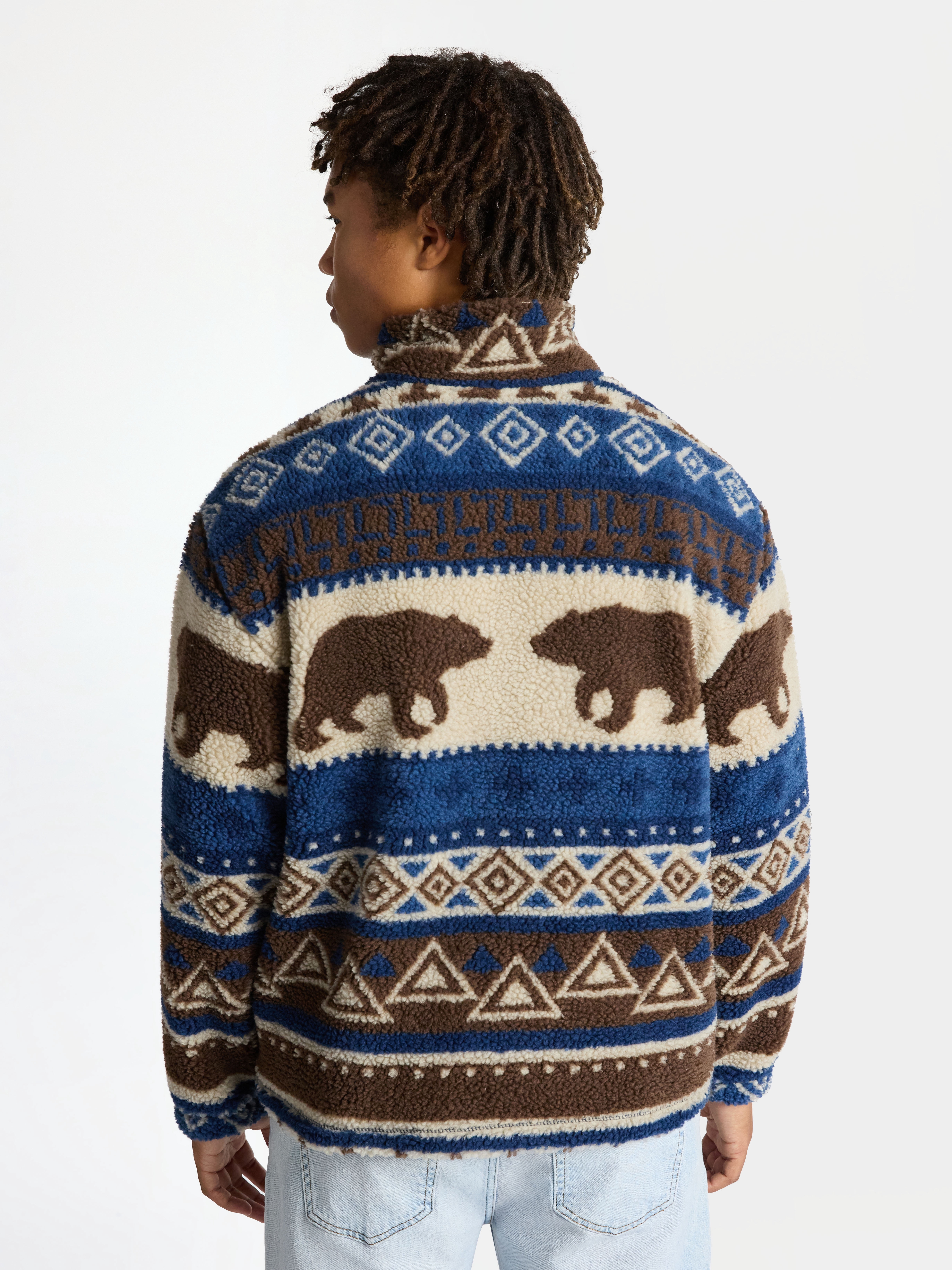 No Boundaries High Pile Fleece Pullover with Long Sleeves, Men's XS-4XL