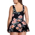 thumbnail image 3 of SWSMCLT Women's 2 Piece Tankini Set Modest Swimwear V Neck Plus Size Shirred Ruched Slimming Skirt Swim Dress Tummy Control Flowy Swimsuit Boyleg Shorts Sexy Bathing Suit Black2 Large, 3 of 3