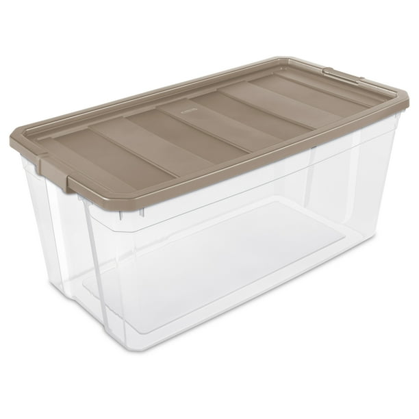 Need help finding a sku? sterilite 200 qt stacker box taupe splash