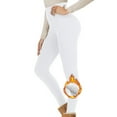 thumbnail image 2 of miqiqism Winter High Waisted Leggings for Women Fleece Lined Yoga Pants Tummy Control Trousers Straight-Leg Pant Thick Soft Workout Legging,White,Medium, 2 of 3