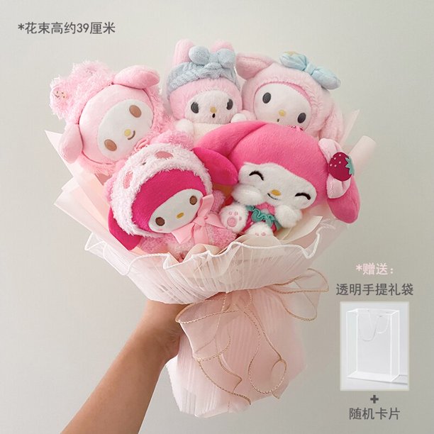 Sanurgente Anime juguetes de peluche Hello Kitty Kuromi Mymelody Plushie pequeño Veontin muñeco de peluche suave dibujos animados niños niñas regalo zhangmengya unisex