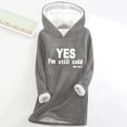 thumbnail image 2 of Feancey Womens Winter Hoodies Fleece Lined Warm Hooded Sweatshirts Casual Letter Print Pullover Comfy Fuzzy Thermal Tunic Tops Loungewear Dark Gray XXL, 2 of 4