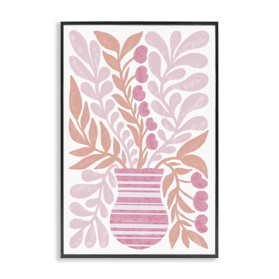 Stupell Industries Eclectic Pink Fronds Vase Black Framed Giclee Art, 12 x 18, by Martina Pavlova