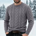 thumbnail image 2 of Babcutegg Mens Cable Knit Sweater Crew Neck Long Sleeve Pullover Thick Warm Casual Sweaters Size 2XL, 2 of 6