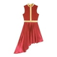 thumbnail image 2 of iiniim Women Asymmetrical Hem Sleeveless Dance Dress Lyrical Latin Cha Cha Performance Costume Red XXL, 2 of 7