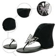 thumbnail image 5 of Rokment Vintage Butterfly Flip Flops Flat Dressy Sandals for Women Black Stylish Casual Bow Suede Cut-Out Low Heel Slip on Thong Beach Summer Comfortable Walking Dress Shoes Silver Size 7.5, 5 of 7