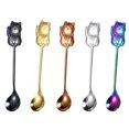 thumbnail image 1 of EeaseMX 5 cucharas de acero inoxidable con forma de gato de la suerte, cucharas para revolver, vajilla, 1 of 7