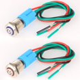 thumbnail image 2 of 2 Pack 12mm 12V 24V 3A Interrupteur à Bouton-Poussoir en Acier Inoxydable à Verrouillage Automatique avec Symbole de Puissance LED, Ouverture Normale Étanche avec Prise de Courant (Bleu+rouge, Tête en Haut), 2 of 5
