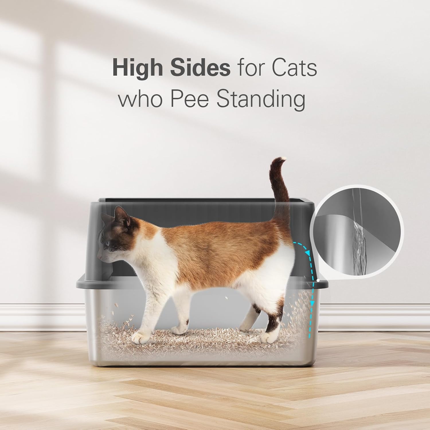 Stainless Steel Litter Box, Multi-Color Litter Box - High Sided, Small Metal Litter Box for Kittens - Easy to Clean, Leak-Proof, Non-Stick, Odor-reducing