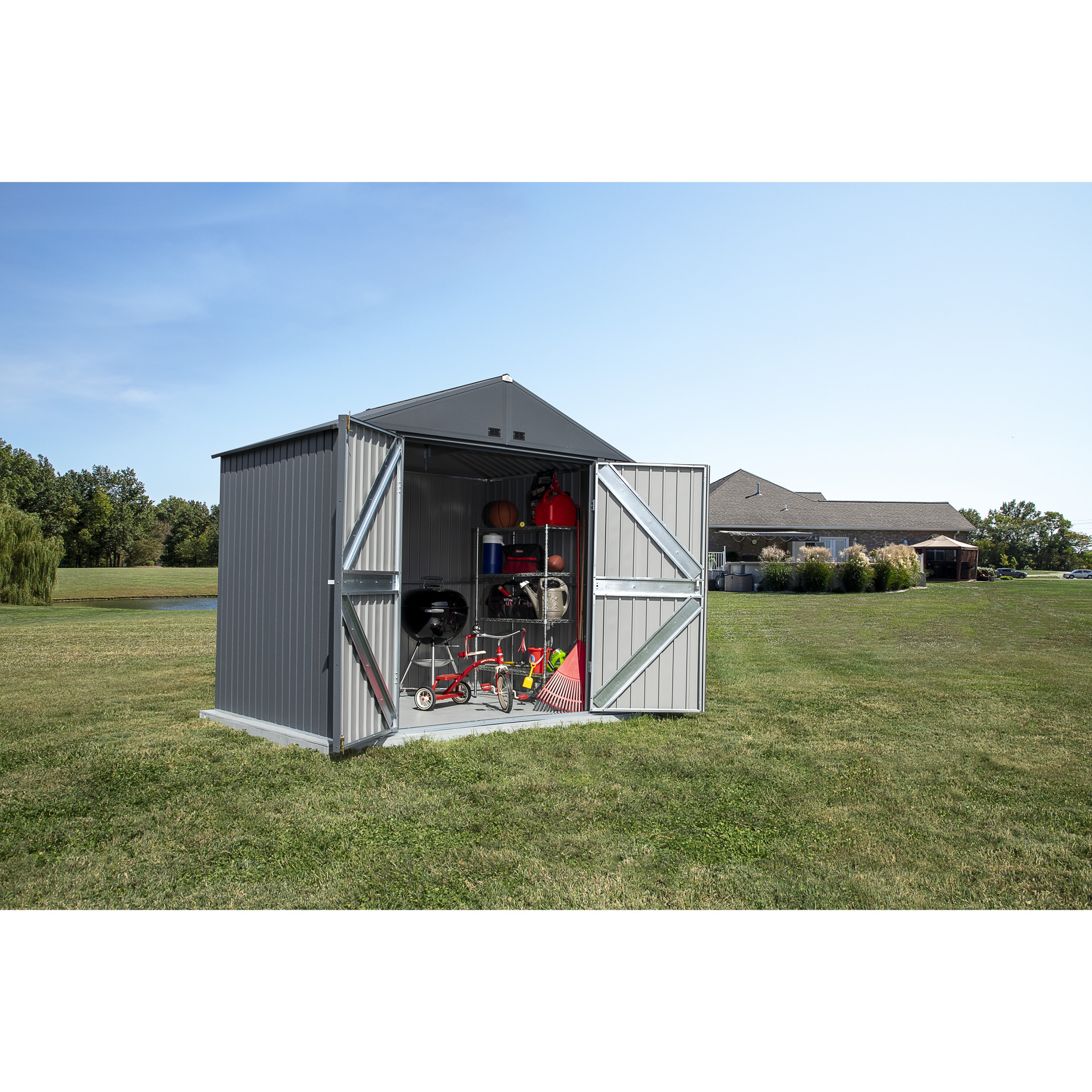 Arrow Elite 8 x 6 x 8 ft Anthracite Steel Storage Shed