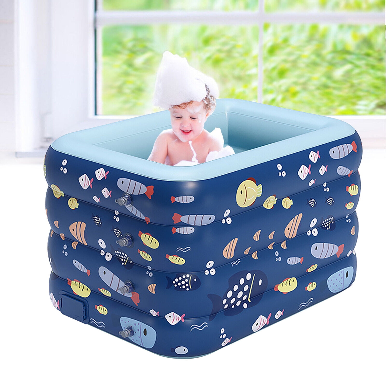 Oukaning Auto Inflatable Bath Tub Portable Folding Bathtub Baby Bath
