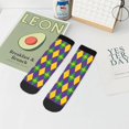thumbnail image 7 of Rateoe Mardi Gras Pattern Quarter Crew Socks,Toe Seamed Ankle Socks,Cotton Cushioned Breathable Athletic Crew Sports Socks, 7 of 7