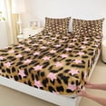 thumbnail image 3 of Feelyou Pink Stars Plum Bed Sheets, Modern Cheetah Print King Sheets, 4 Pieces, 3 of 7