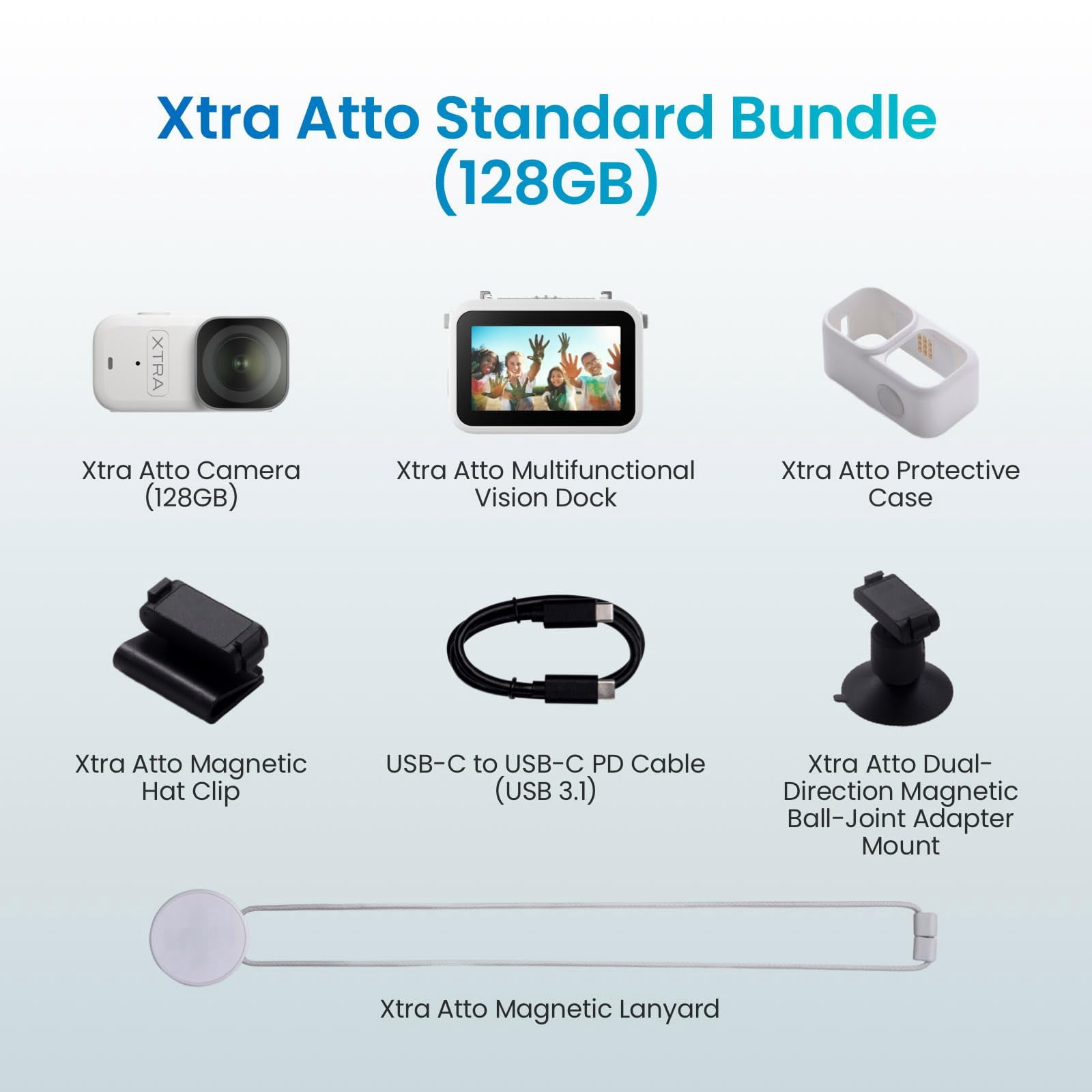 Xtra Atto Wearable 4K Action Camera,54g Hands-Free POV Vlog Body Cam with 220min Battery & 128GB Storage Waterproof for Video Recorder