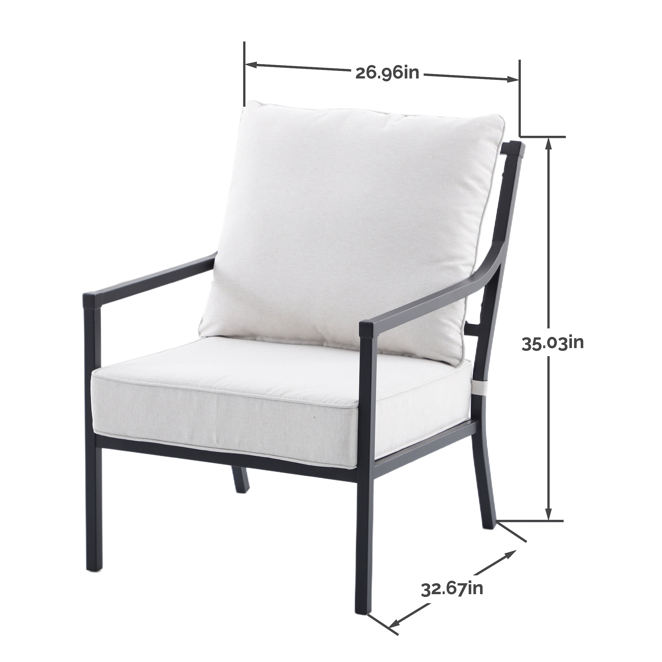 My Texas House Cambria 2-Pack Steel Outdoor Patio Conversation Chairs, White/Black