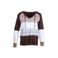 thumbnail image 3 of Women's Hooded Casual Sweater Color Block Knitted Loose Fitting Pullover with Drawstring Hood, 3 of 7