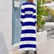 thumbnail image 3 of Vestido largo de rayas horizontales azules y blancas, vestido de fiesta, vestido de fiesta de estilo coreano, vestidos de mujer para verano 2024, 3 of 5