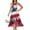 White, variant on Women's Fashionable Sundress Sleeveless Round Neck Dress with Patriotic Print, Ruffled Hem and Zip Design for Summer Outfits,Beige L