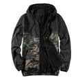 thumbnail image 5 of Lohuatrd Men Fall Winter Coat Mesh Breathable Hooded Drawstring Long Sleeve Plus Size Zipper Closure Camouflage Print Smooth Mid Length Pockets Elastic Cuff Men Jacket, 5 of 8