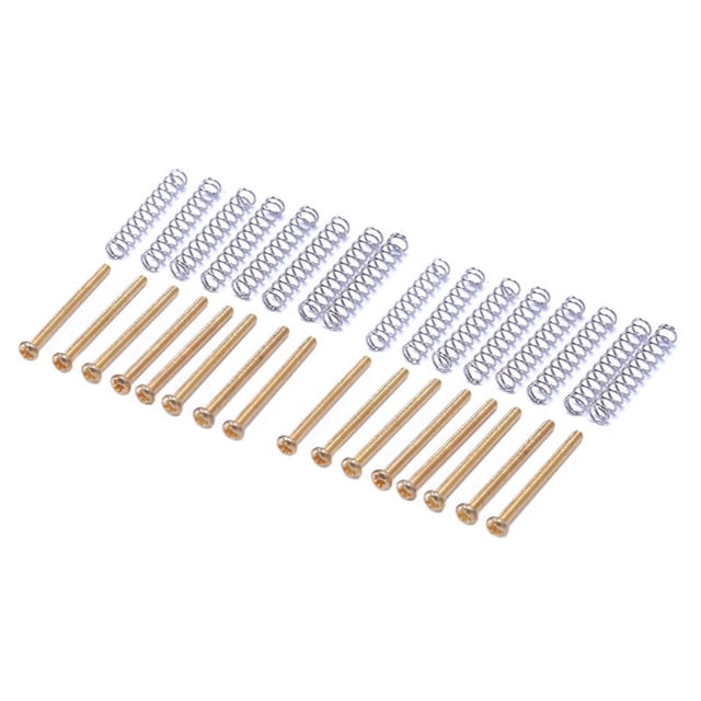 16 Piezas M2.5X32mm Fonocaptor Humbucker de Guitarra Electrica Tornillo Y Resorte de Altura de Ajuste -Dorado