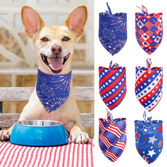 kladzum 4th of July Dog Bandanas, American Flag Dog Bandana American Flag Scarf Pet Bib, Pet Patriotic Scarf, Reversible USA Bandana for Small Dogs Cats (16.53x16.53x25.59in )
