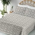 thumbnail image 3 of Ambesonne Geometric Fitted & Flat Sheet with Sham 3 Pcs Set, Stone Print Ethnic Boho, Twin XL, Pale Pink Eggshell, 3 of 5