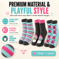 thumbnail image 3 of Girls Micro Cozy Character Socks, 3 Pack, Soft Plush Whimsical Pattern Socks, GREEN, S/M, 3 of 8