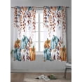 thumbnail image 4 of Orange Blue Pumpkin Fall Curtains 63 Inch Length, Sheer Curtains for Bedroom Living Room Window Thanksgiving Maple Leaf Rod Pocket Voile Drapes Kitchen Curtains Small Half Window 42"x63" 2 Panels, 4 of 7