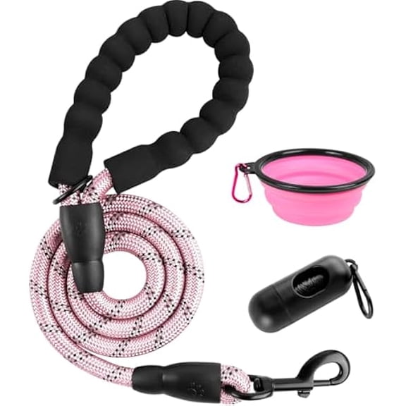 Eryueer Dog Leashes for Large Dogs Heavy Duty Dog Leash 4/5/6 FT with Comfortable Padded Handle and Highly Reflective Threads for Medium Large Dogs Walking Training Running (4FT-1/2,Baby Pink)