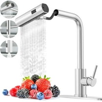 Brushed Nickel Single Hole Kitchen Sink Faucet with Pull Down Sprayer, High Flow Water, Pull Out Tap, Stainless Steel Tall Kitchen Faucet, Touch On for Effortless Control and Durability