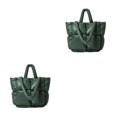 thumbnail image 3 of Qarigey Manténgase abrigado con bolso de mano acolchado de nailon, bolso de hombro acolchado de gran capacidad, bolso de almohada verde Verde 2Conjunto, 3 of 6