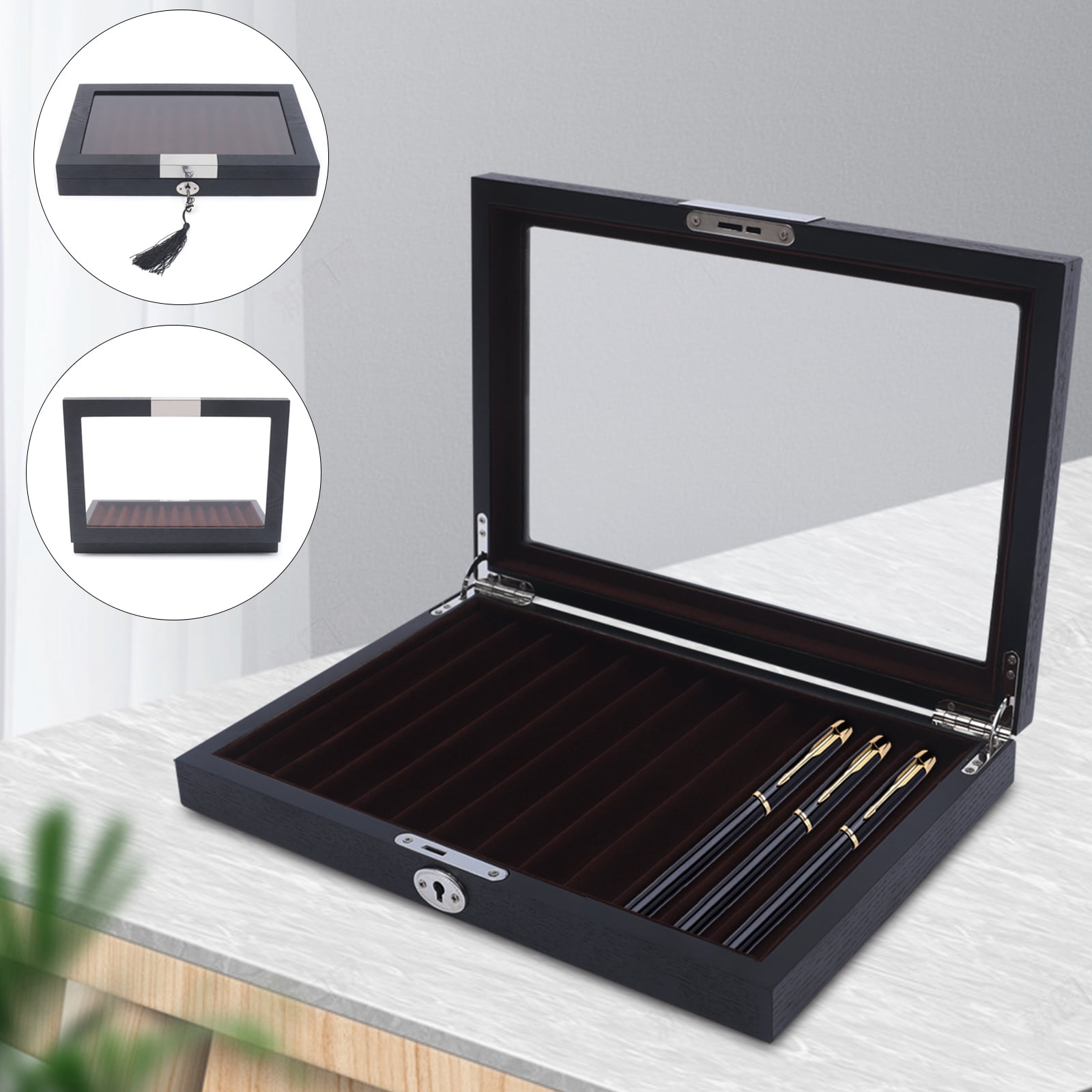 12 Pens 32*22*5.5cm Wood Pen Display Box Luxury Fountain Pen Collector for Ountain Pens Gel Pens Ballpoint Pens