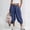 Blue, variant on Women's Crossover Waist Loose Jogger Linen Capri Pants, Breathable with Pockets for Summer Daily Casual Commute Wear Black M