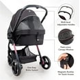 thumbnail image 4 of Ibiyaya  Retro Luxe 4-Wheel Luxury Dog-Cat Stroller with Two Openings, Foldable Pet Pram, Prism Black - Medium, 4 of 8