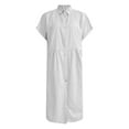 thumbnail image 4 of YDFCWXW Women's Casual Loose Fit Short Sleeve Solid Button Up Shirts Dresses Collared Lapel Maxi Dresses Fashion Clothes (White, 3XL), 4 of 4