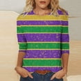 thumbnail image 2 of CKpwisy Womens Mardi Gras Carnival Tees 3/4 Sleeve O Neck Carnival Trendy Casual Basic Outfit Crew Neck Loose Casual 2025 Blouse Deal of The Day Prime Today, 2 of 5