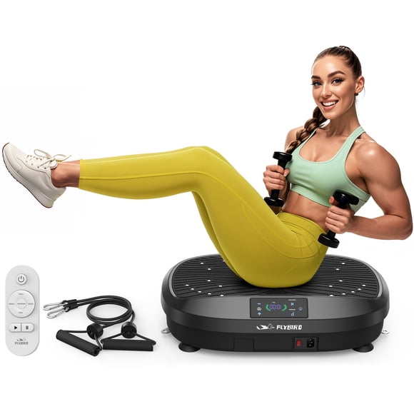 FLYBIRD Vibration Plaque, Plateforme D\'entraînement Physique pour Tout le Corps pour Drainage Lymphatique, avec 2 Bandes de Résistance