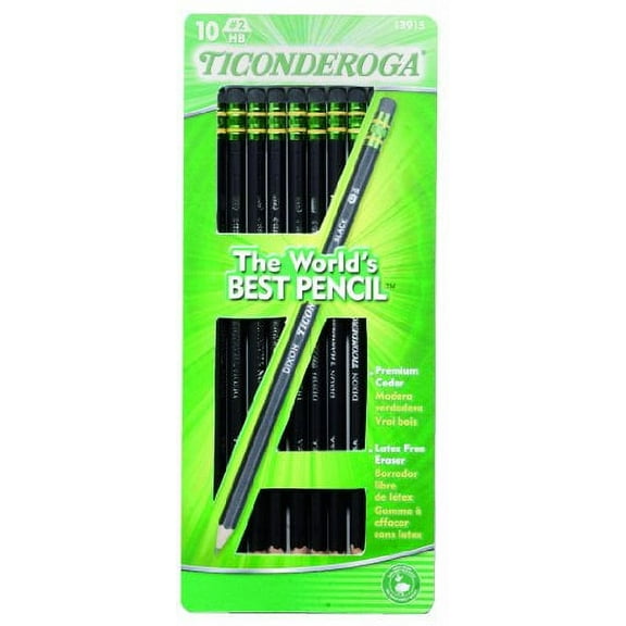 Dixon Ticonderoga #2 Pencils, Pre-Sharpened, Box of 10, Black (Pack of 24)