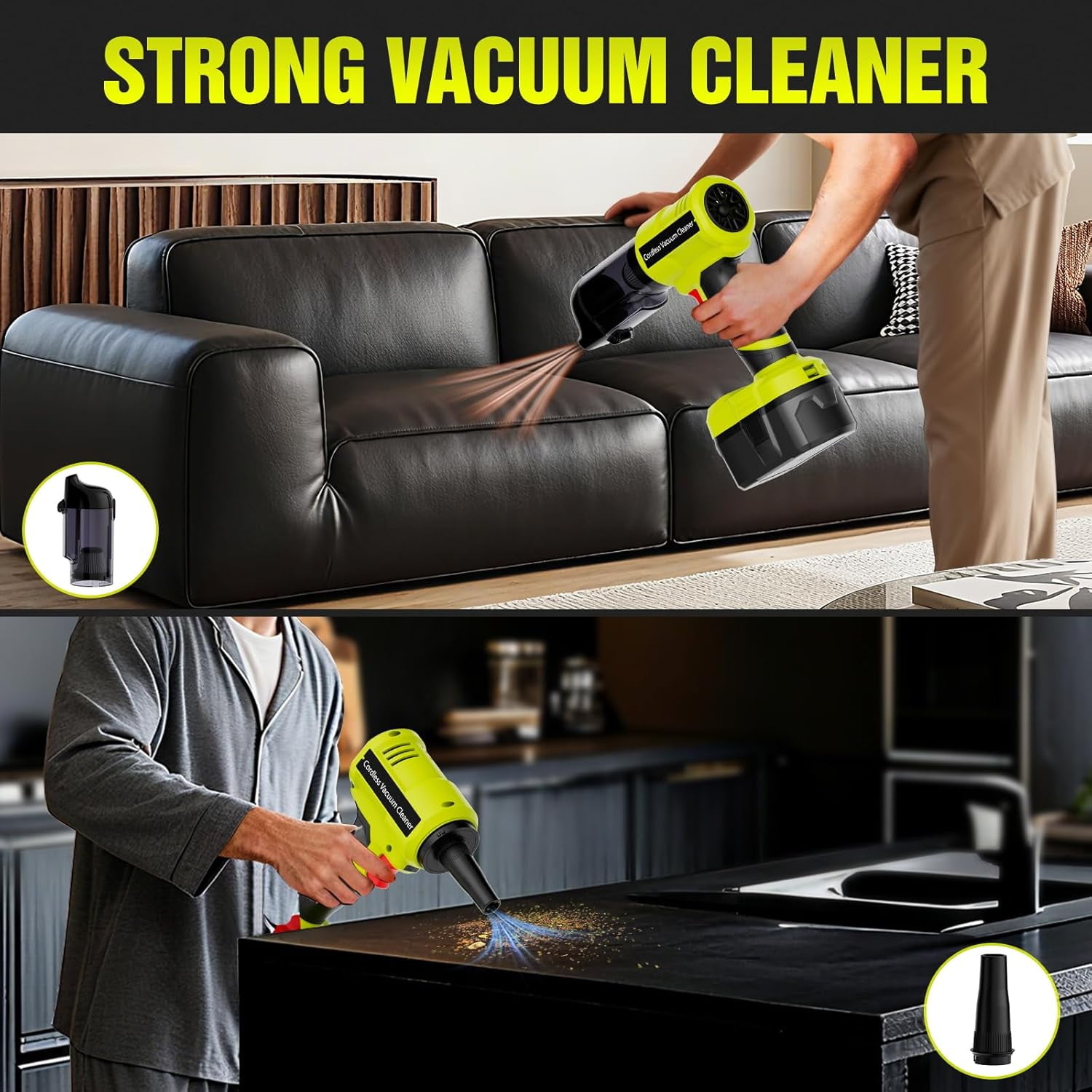 3 in 1 Handheld Vacuum Cordless Compatible with Ryobi 18V Battery, Wet&Dry Car Vacuum Portable Cordless with 22000Pa Blowing Function for Garage, Offices and Pet Messes (Tool Only)