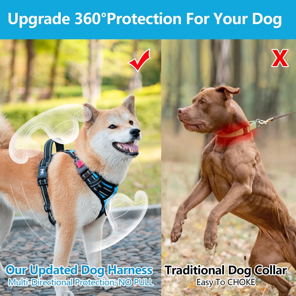PoyPet Dog Harness and Leash Combo, Escape Proof No Pull Vest Harness, Reflective Adjustable Soft Padded Pet Harness with Handle for Small to Large Dogs