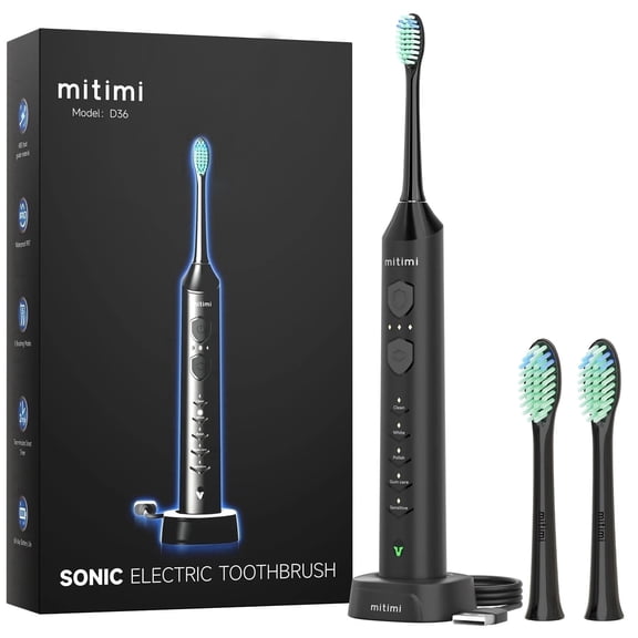 D36 Sonic Electric Toothbrush with 3 Intensity Levels & 5 Modes, Wireless Fast Charge, for Adults & Kids