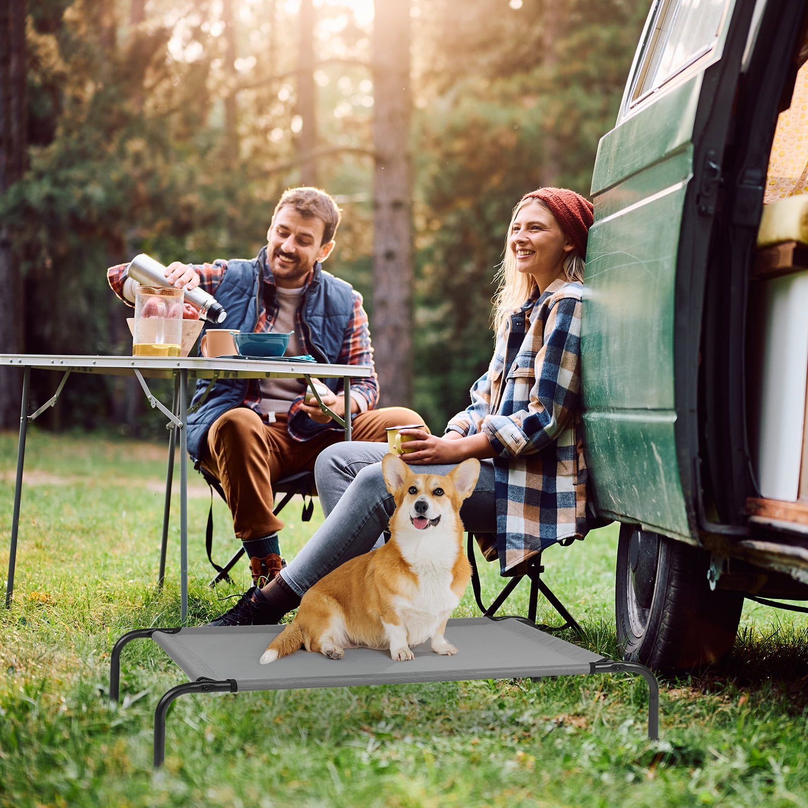 Ktaxon 43"D x 26"W  Dogs Pets, Outdoor Elevated Dog Bed Fits Up to 150 lbs, Washable Camping Dog Cot, Chew Proof Pet Bed with Breathable Mes