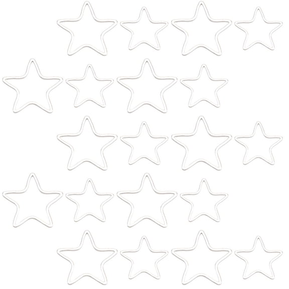 LOLIPPYY 20Pcs Hollow Silver Star Charms for Creative DIY Craft Jewelry Making Supplies