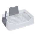 thumbnail image 1 of Cat Litter Box, Plastic Kitty Litter Box with Baffle and Stainless Steel Rack, Anti Splashing Kitty Litter Tray Box Stylish Look Easy to Clean Pet Toilet for Small Medium Cats, 1 of 7