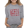 thumbnail image 1 of Hauts et Bas pour Filles et Femmes T-Shirt Décontracté à Manches 3/4 Col Rond Imprimé Saint-Valentin Mode Fonctionnel pour Filles, 1 of 4